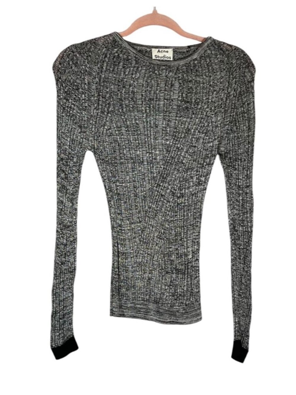 Acne Studios Marcy Mouline $450 Sheer Rib Knit Top XS Italy Prop Haus Wardrobe⁠